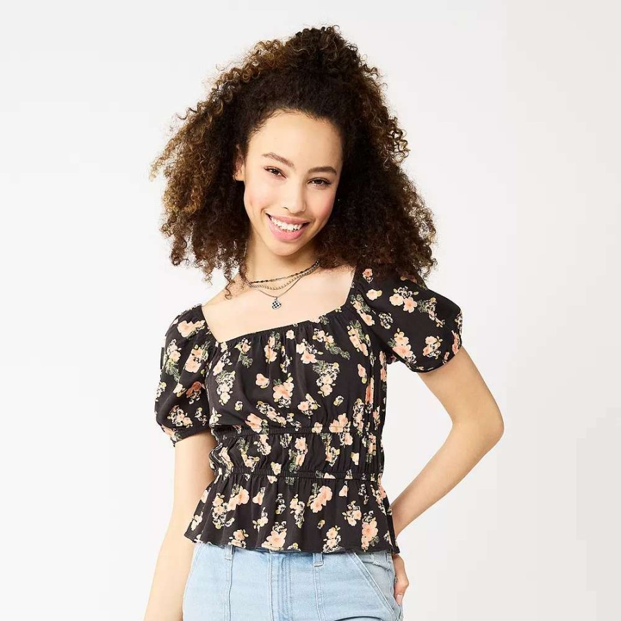 Clothing * | Juniors' So Ruffled Double Cinched Waist Top