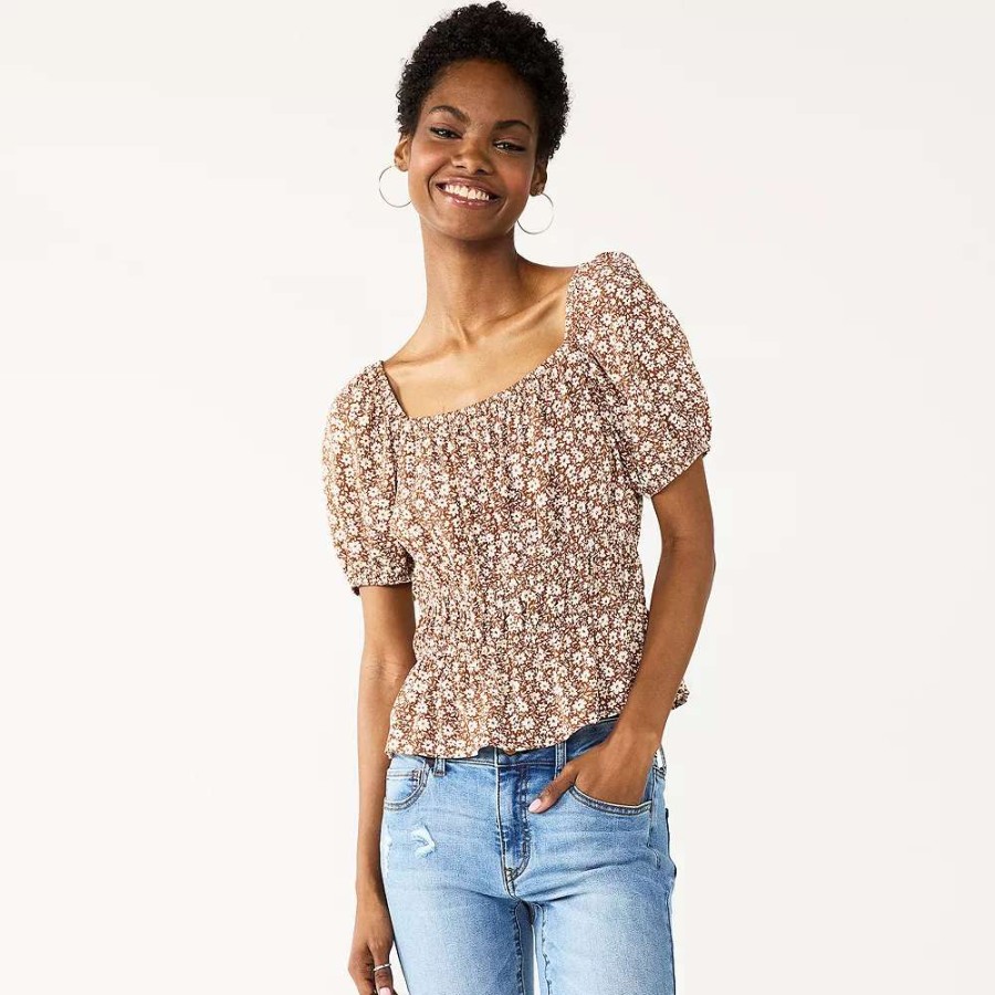 Clothing * | Juniors' So Ruffled Double Cinched Waist Top