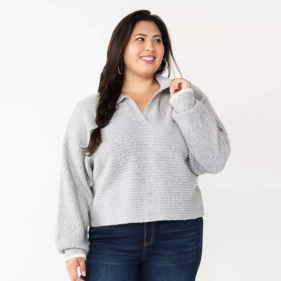 Clothing * | Juniors' Plus Size So Polo Pullover Sweater