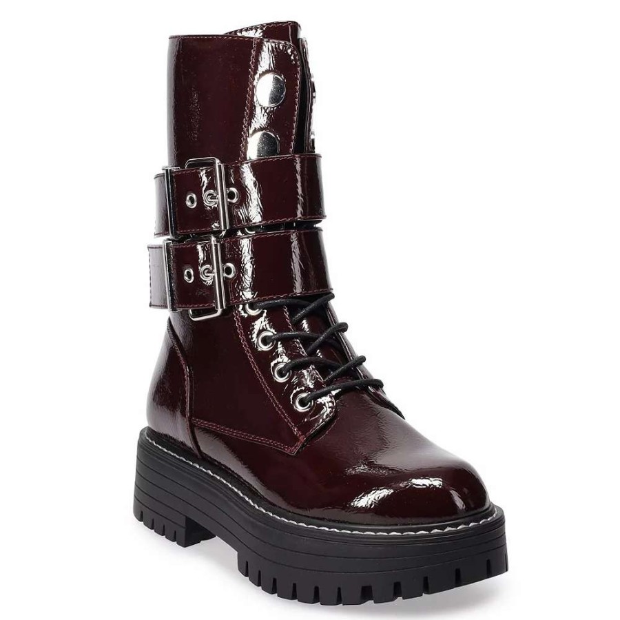 Shoes * | So Bookcase Women'S Platform Combat Boots