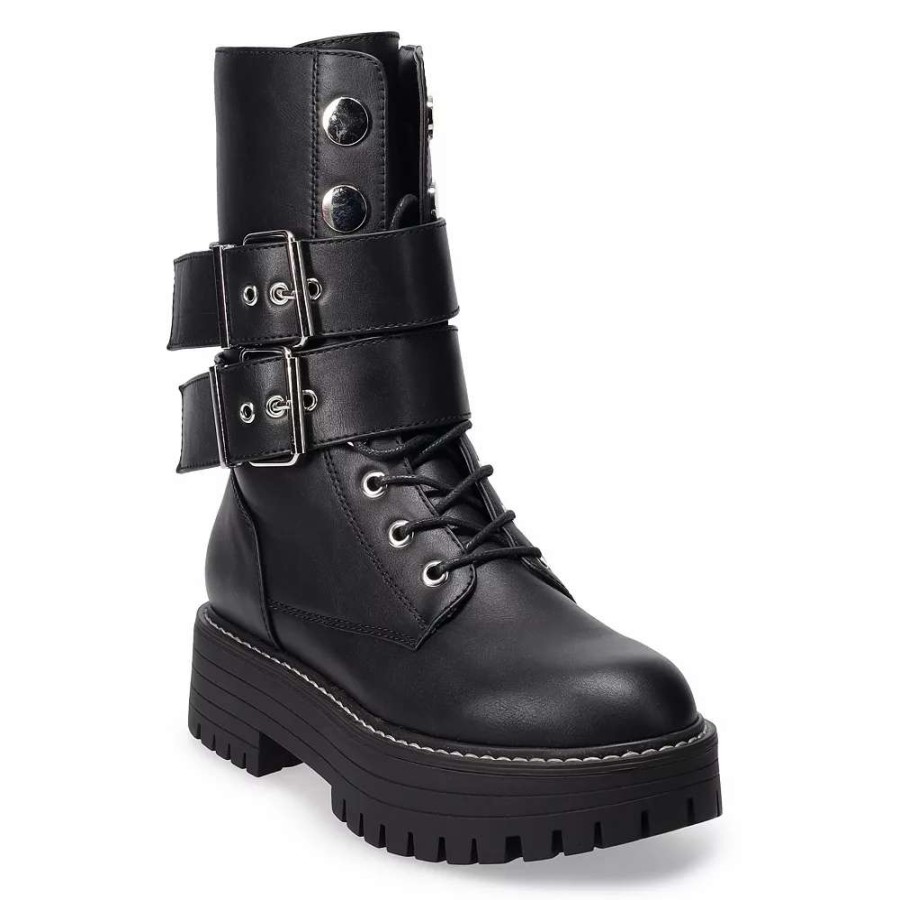 Shoes * | So Bookcase Women'S Platform Combat Boots