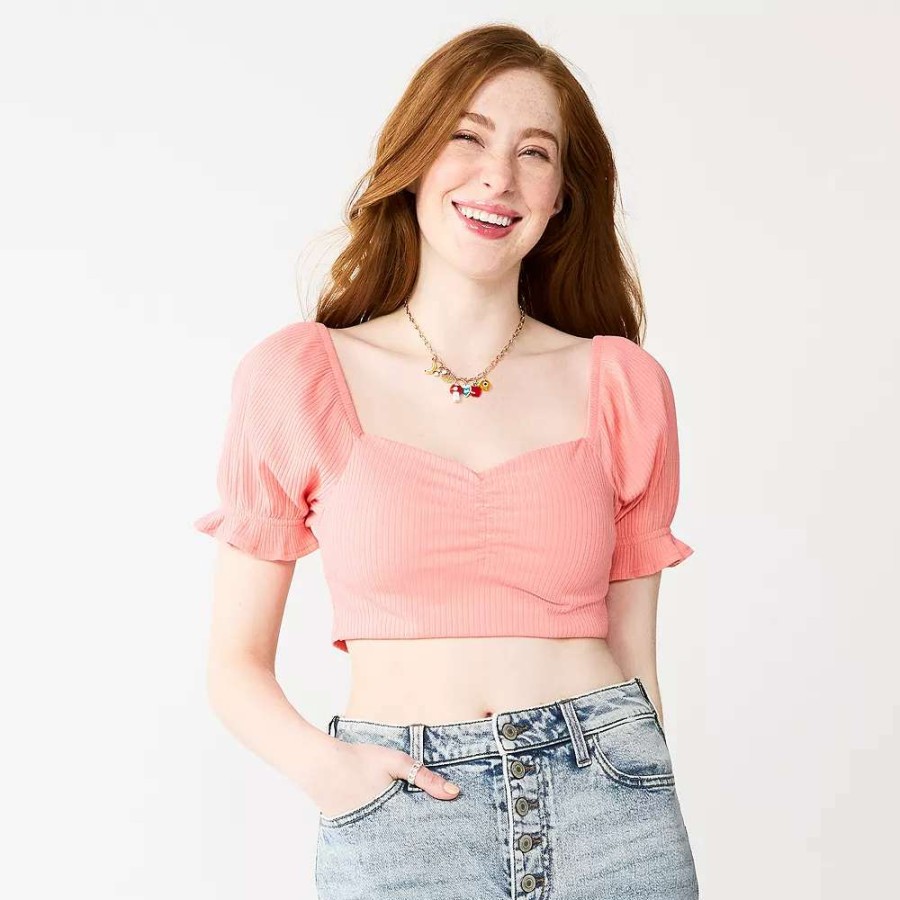 Clothing * | Juniors' So Cropped Sweetheart Top