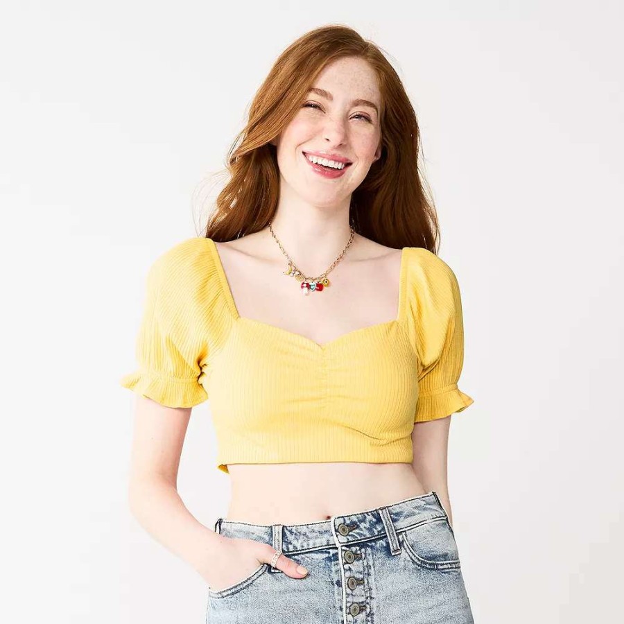 Clothing * | Juniors' So Cropped Sweetheart Top