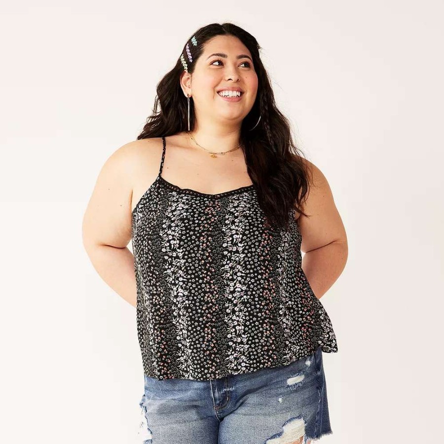 Clothing * | Juniors' Plus Size So Lace Trim Layering Tank Top