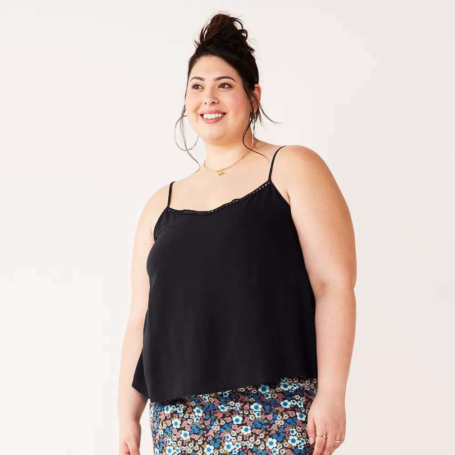 Clothing * | Juniors' Plus Size So Lace Trim Layering Tank Top