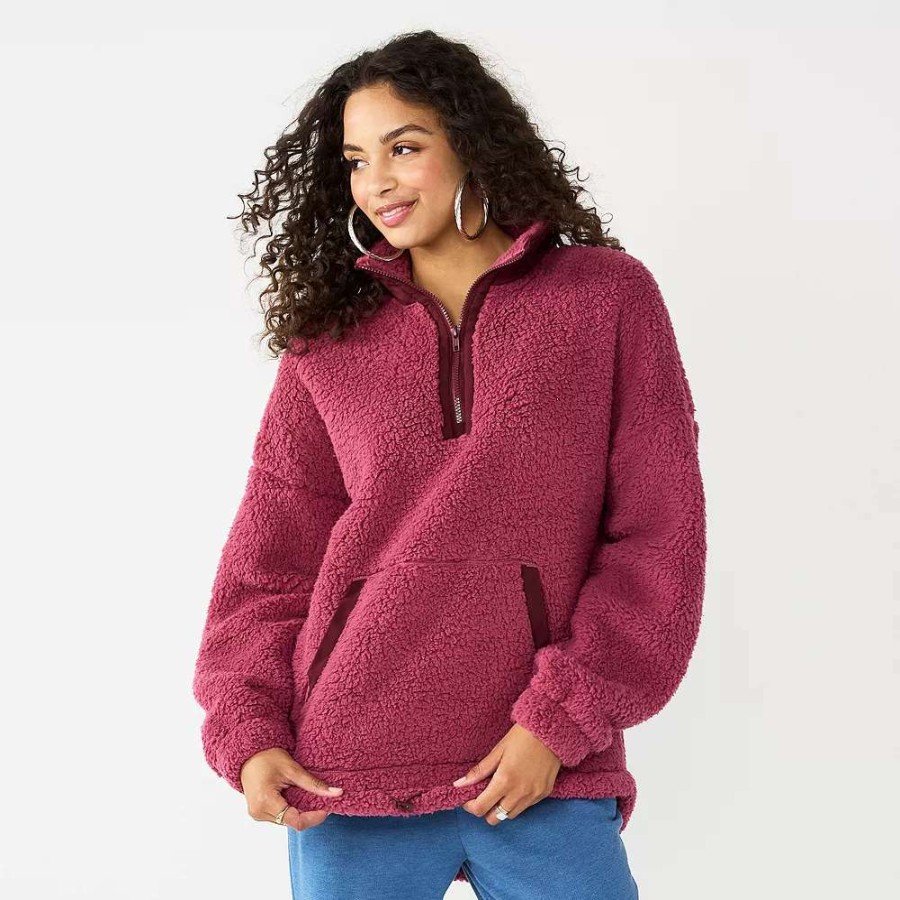 Clothing * | Juniors' So Quarter Zip Sherpa Jacket