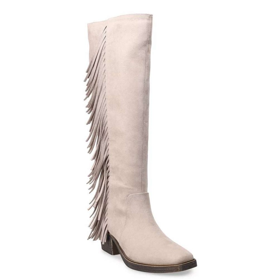 Shoes * | So Singalong Women'S Fringe Knee-High Boots