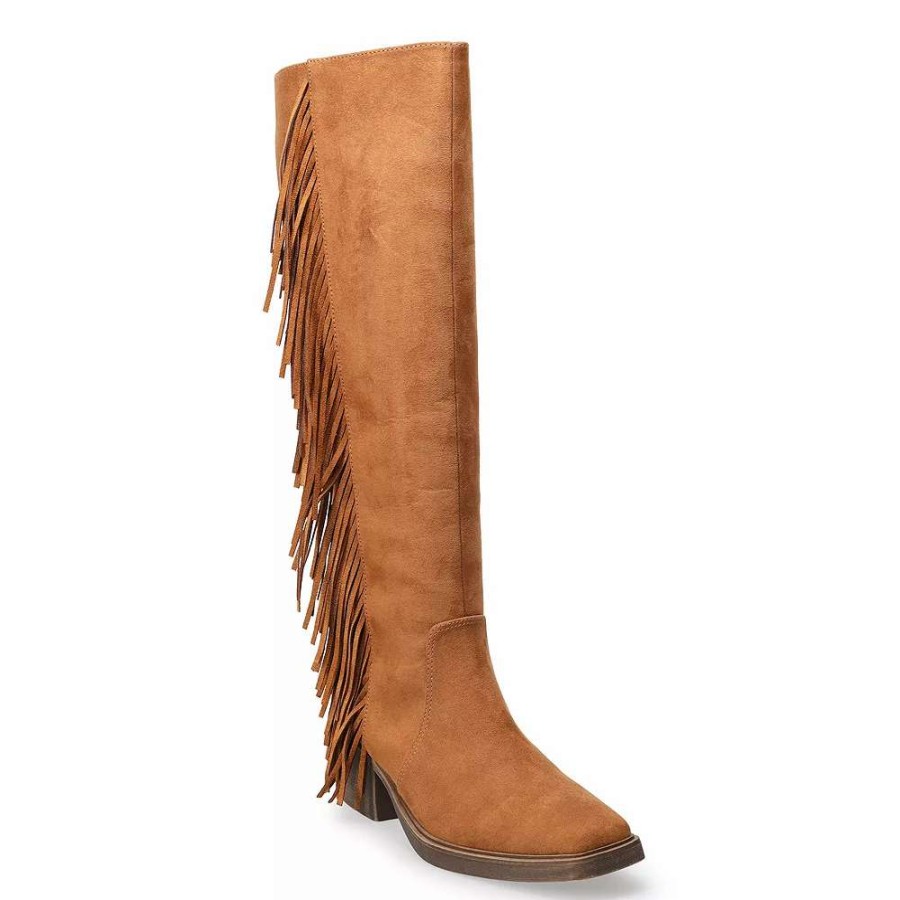 Shoes * | So Singalong Women'S Fringe Knee-High Boots