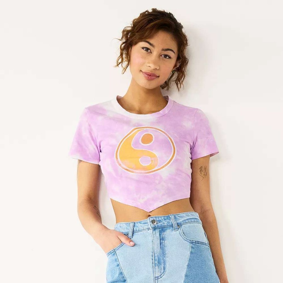 Clothing * | Juniors' So Cropped Yin-Yang Back Cut-Out Tee