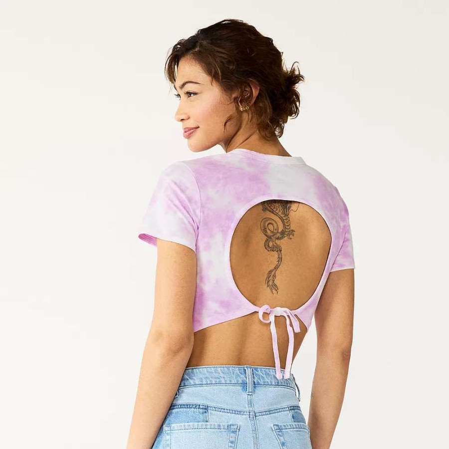 Clothing * | Juniors' So Cropped Yin-Yang Back Cut-Out Tee