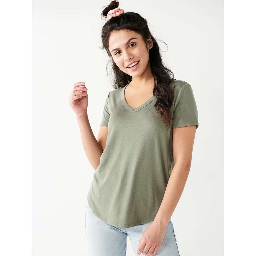 Clothing * | Juniors' So Favorite V-Neck Short Sleeve Tee