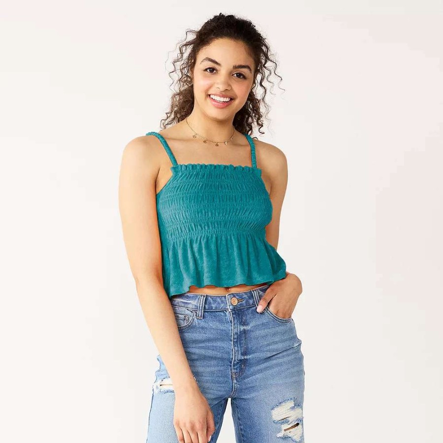 Clothing * | Juniors' So Ruffled Smocked Tank