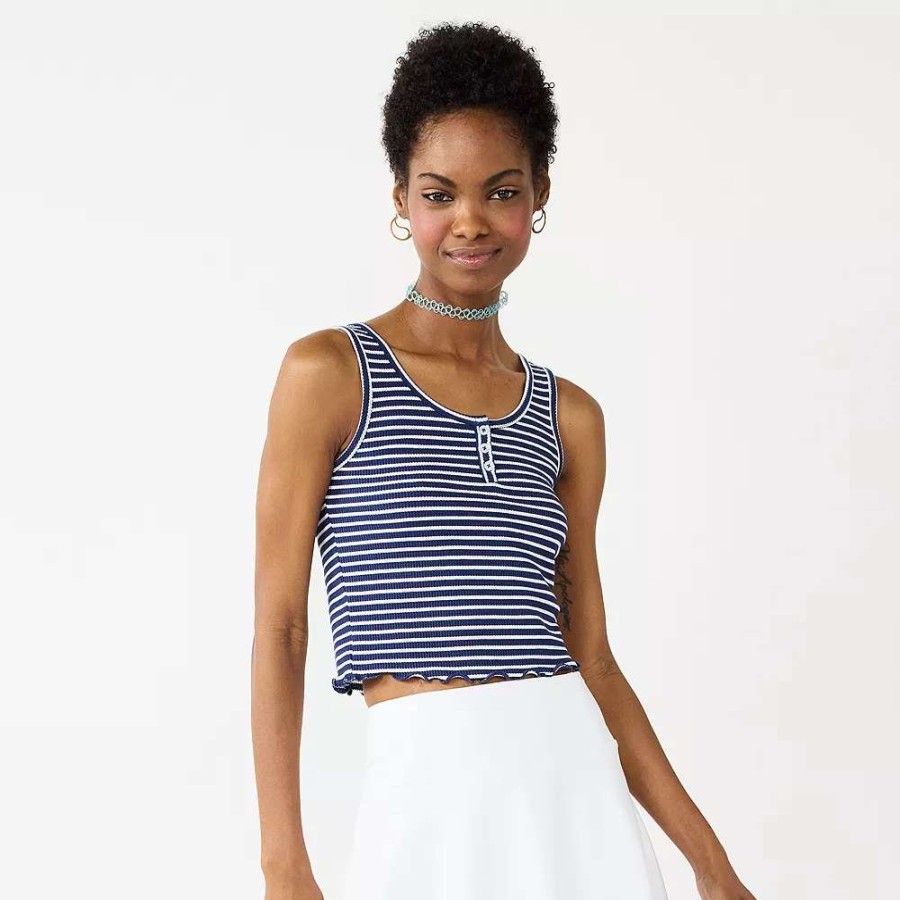 Clothing * | Juniors' So Henley Tank Top