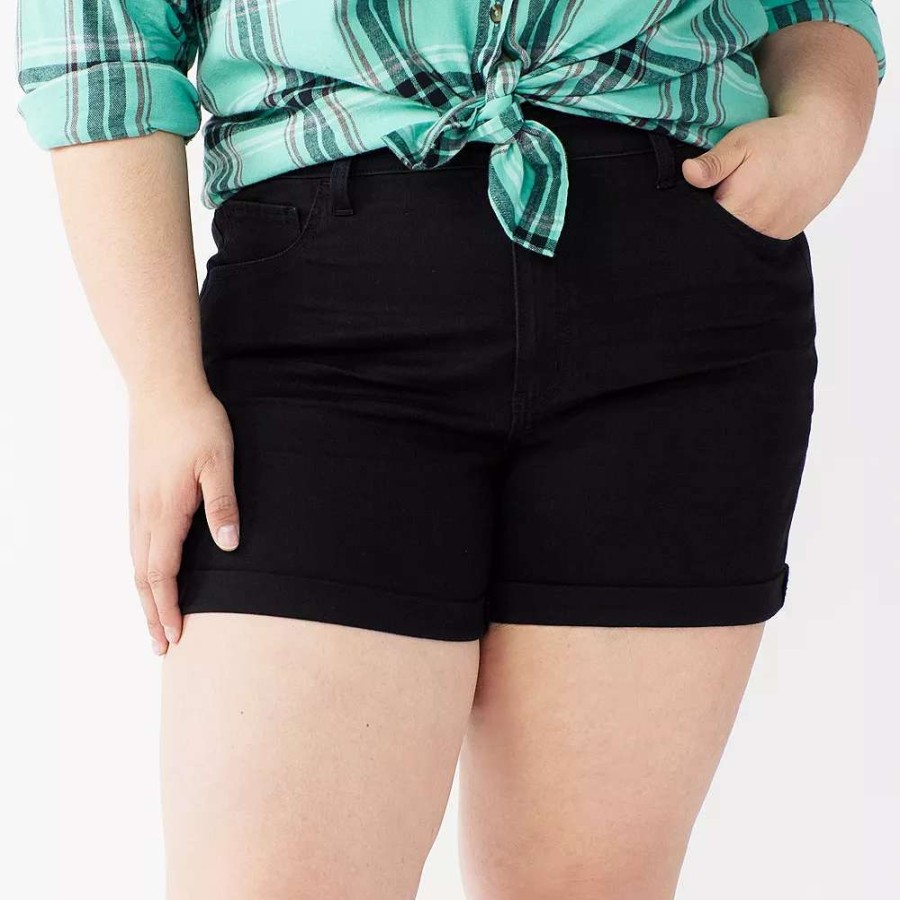 Clothing * | Juniors' Plus Size So High Rise Midi Shorts