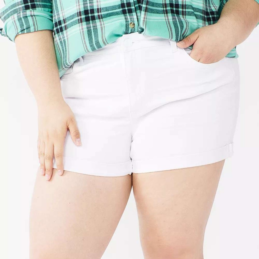 Clothing * | Juniors' Plus Size So High Rise Midi Shorts