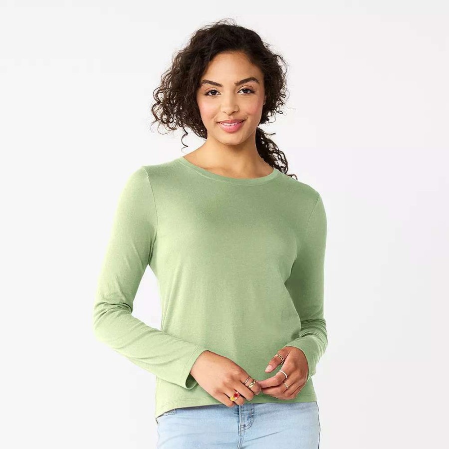 Clothing * | Juniors' So Essential Crewneck Long Sleeve Top