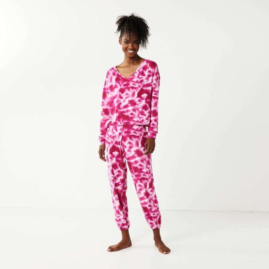 Clothing * | Juniors' So Boxy Long Sleeve Pajama Top & Pajama Pants Set