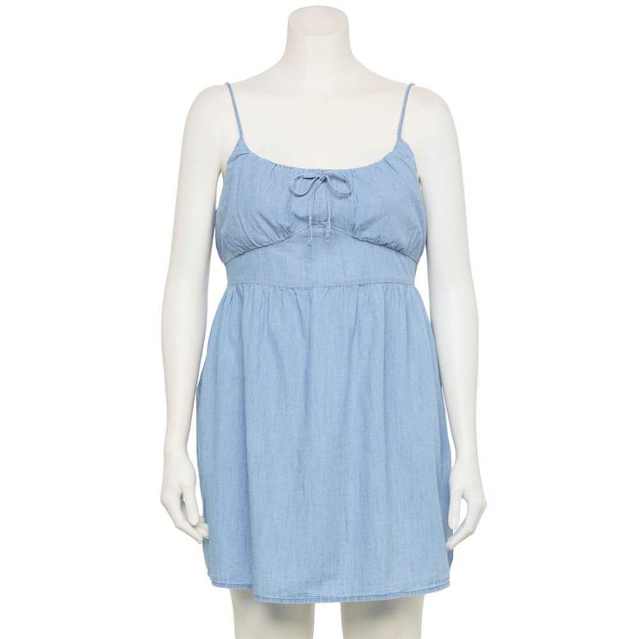 Clothing * | Juniors' Plus Size So Front-Tie Mini Fit And Flare Dress