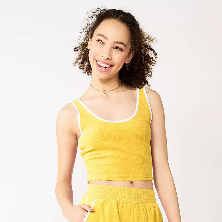 Clothing * | Juniors' So Cropped Towel Terry Scoop Neck Tank