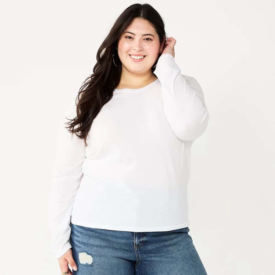 Clothing * | Juniors' Plus Size So Classic Long Sleeve Top