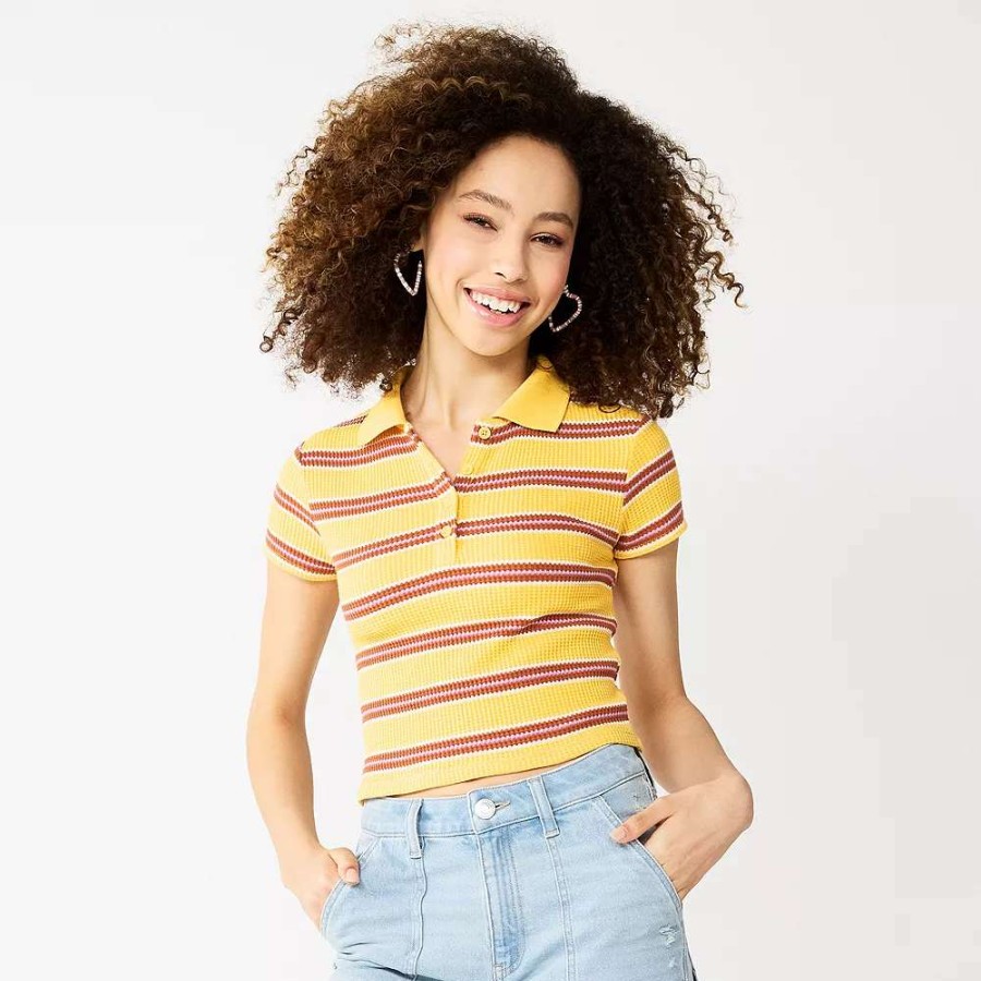 Clothing * | Juniors' So Ribbed Cropped Polo