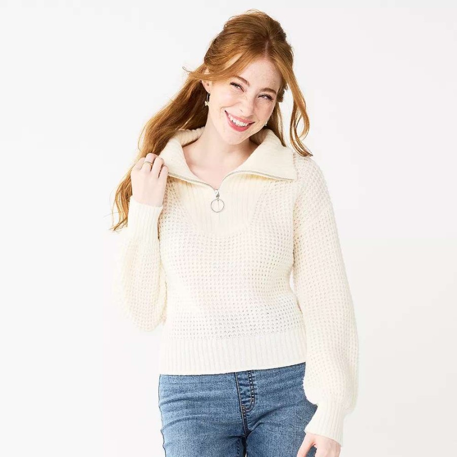 Clothing * | Juniors' So Quarter Zip Sweater