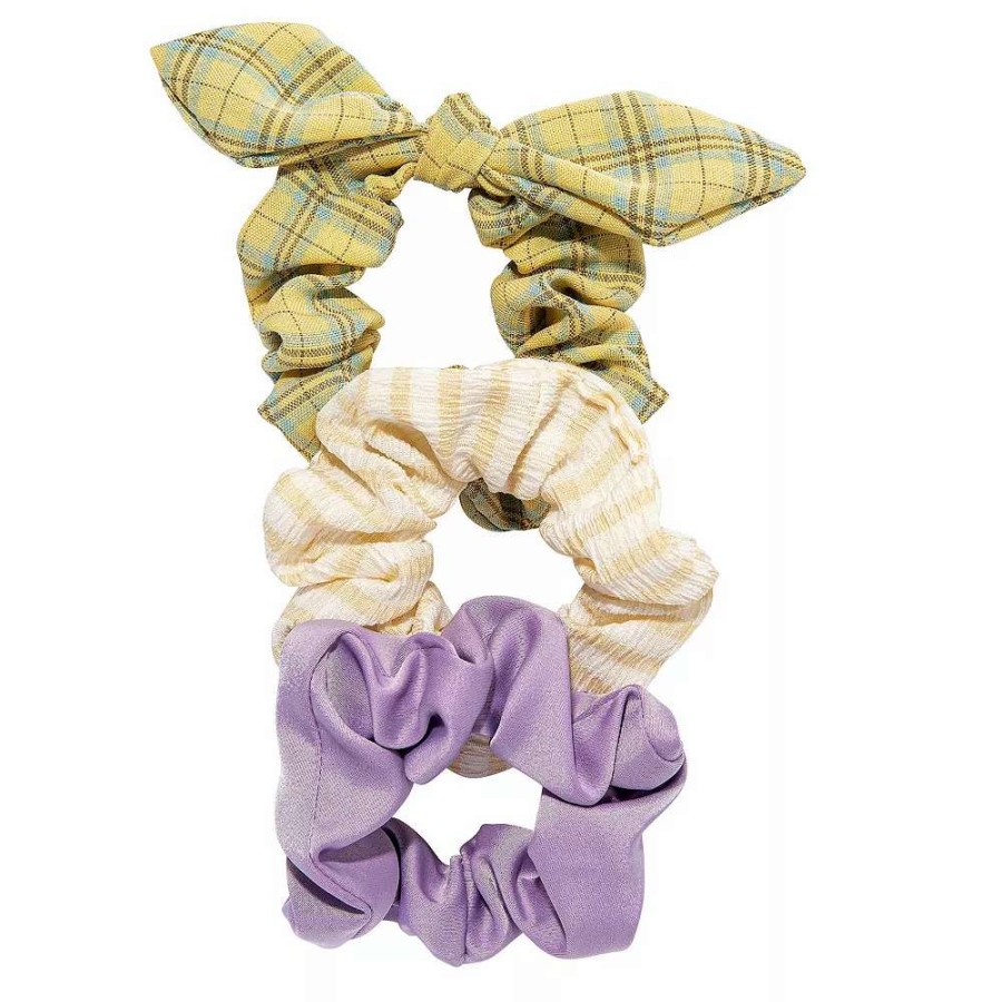 Accessories * | So 3 Pack Plaids With Bow Scrunchie Set