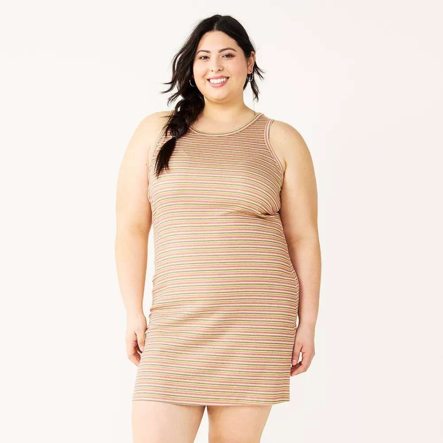 Clothing * | Juniors' Plus Size So High Neck Tank Bodycon Mini Dress