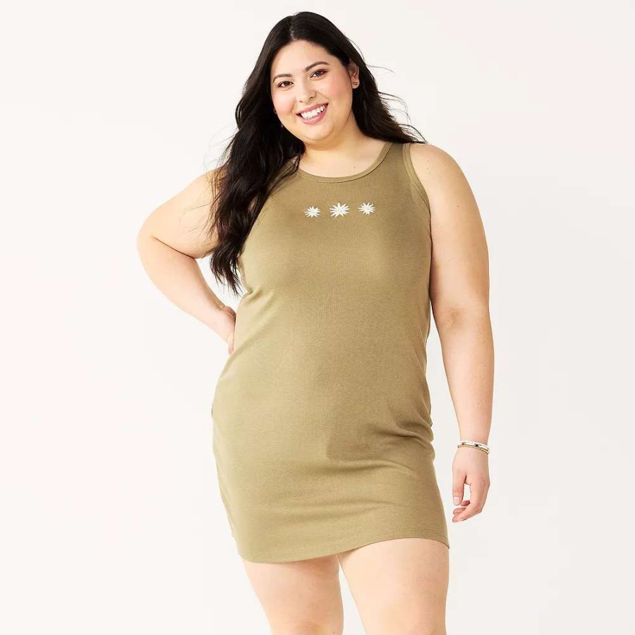 Clothing * | Juniors' Plus Size So High Neck Tank Bodycon Mini Dress