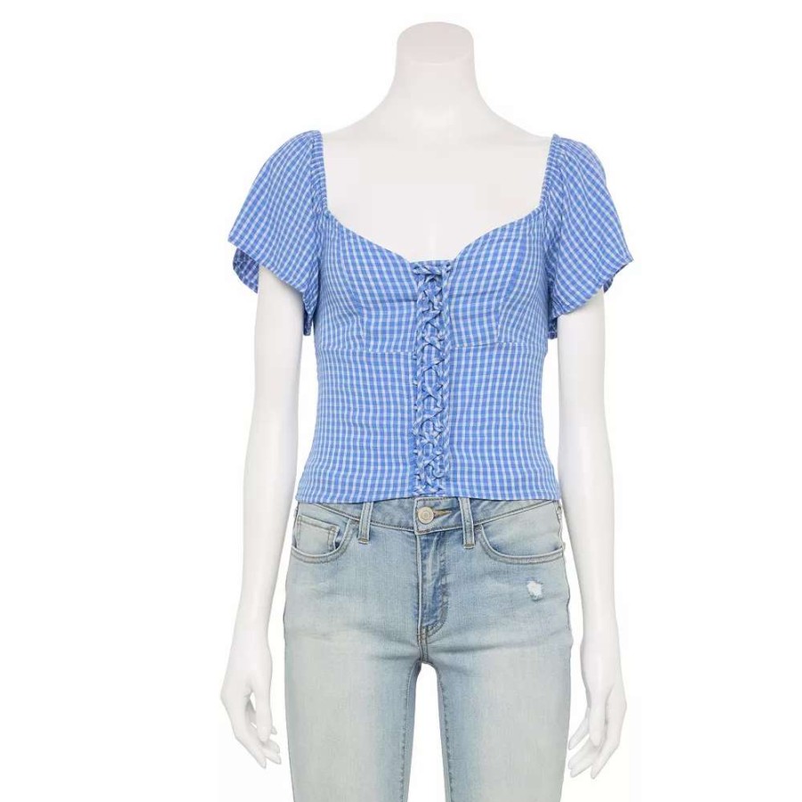 Clothing * | Juniors' So Front Lace-Up Cropped Top