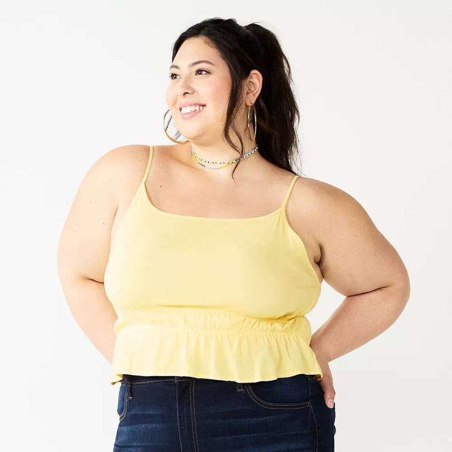 Clothing * | Juniors' Plus Size So Cropped Cinch-Waist Tank