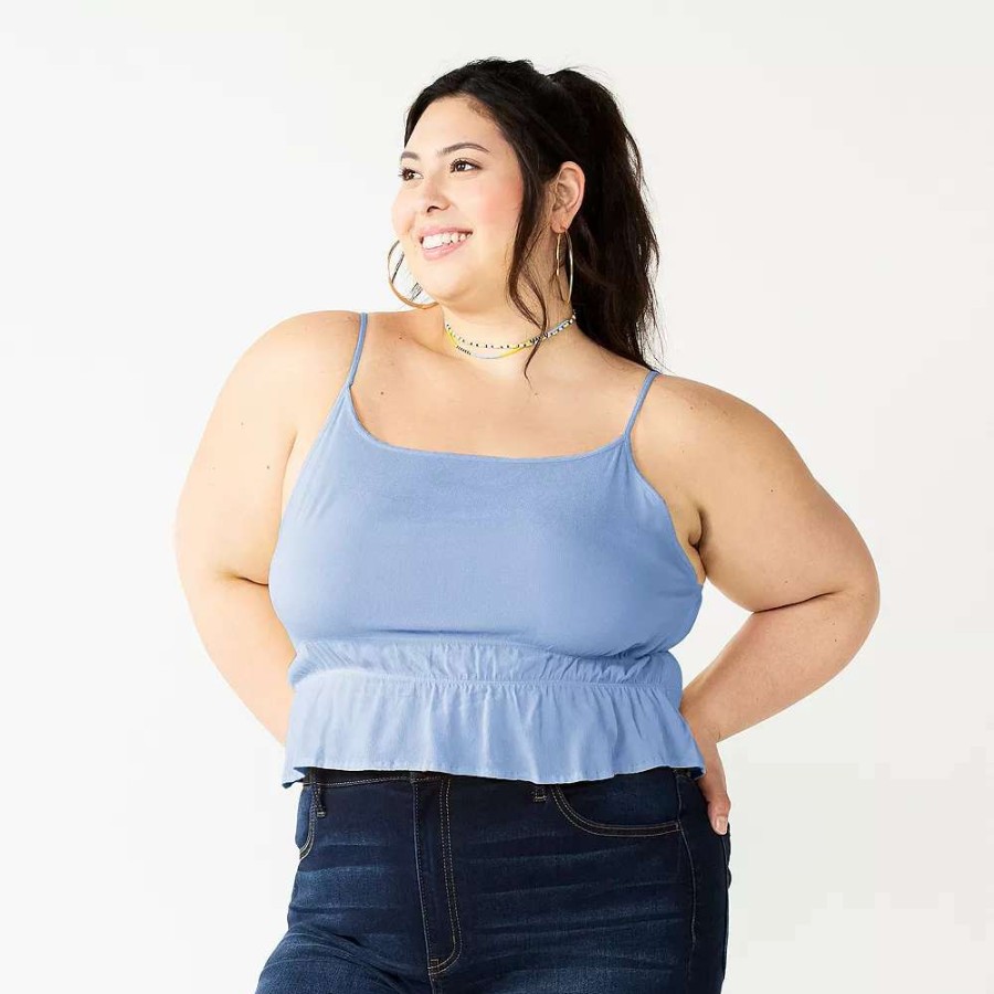 Clothing * | Juniors' Plus Size So Cropped Cinch-Waist Tank