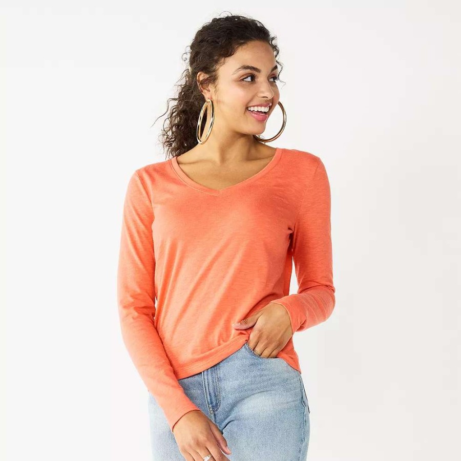 Clothing * | Juniors' So Essential V-Neck Long Sleeve Tee