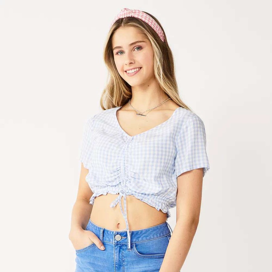 Clothing * | Juniors' So Short Sleeve Cinched Front Top