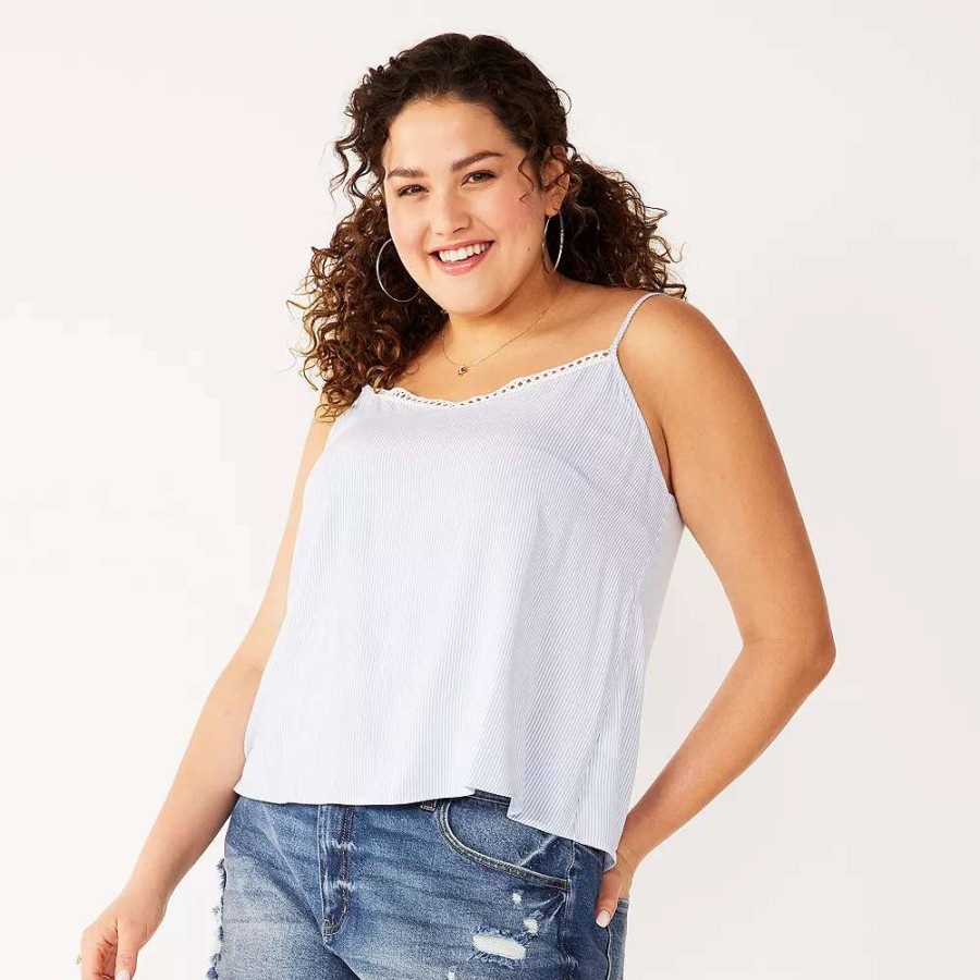 Clothing * | Juniors' Plus Size So Lace Trim Layering Tank Top