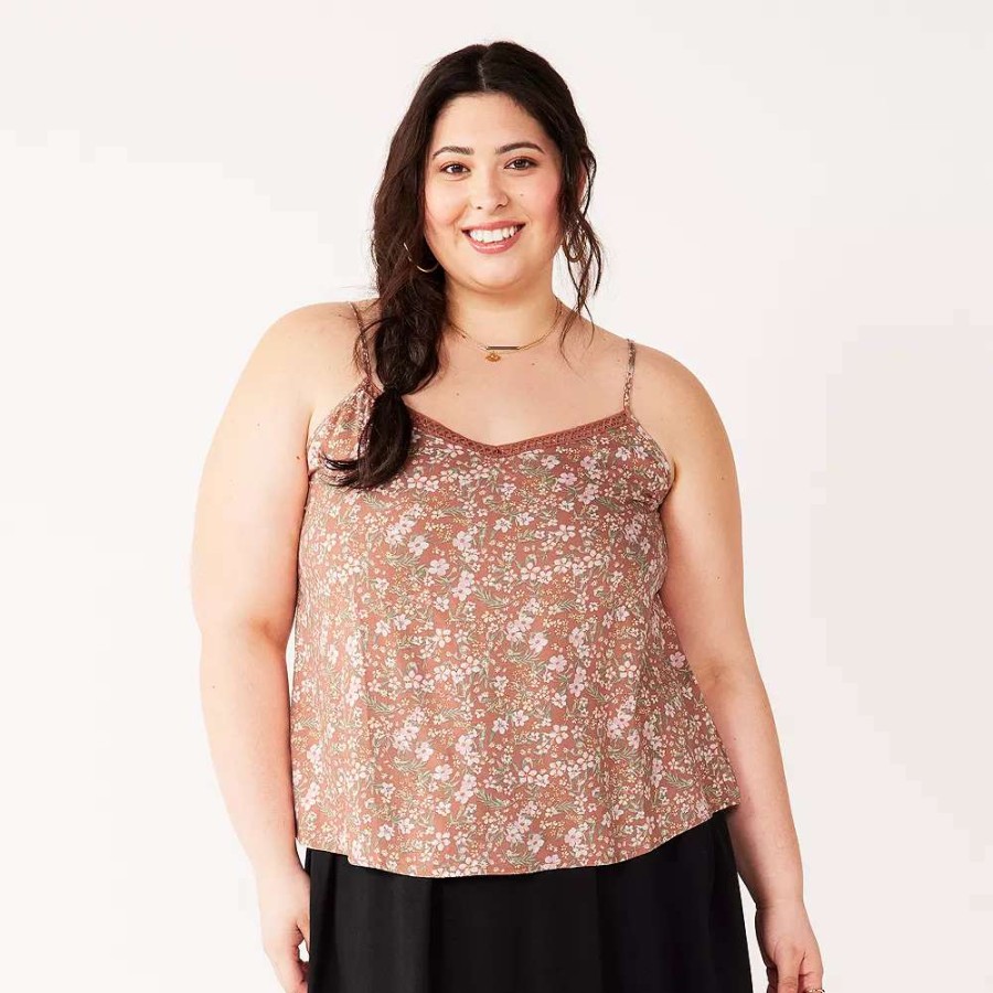 Clothing * | Juniors' Plus Size So Lace Trim Layering Tank Top